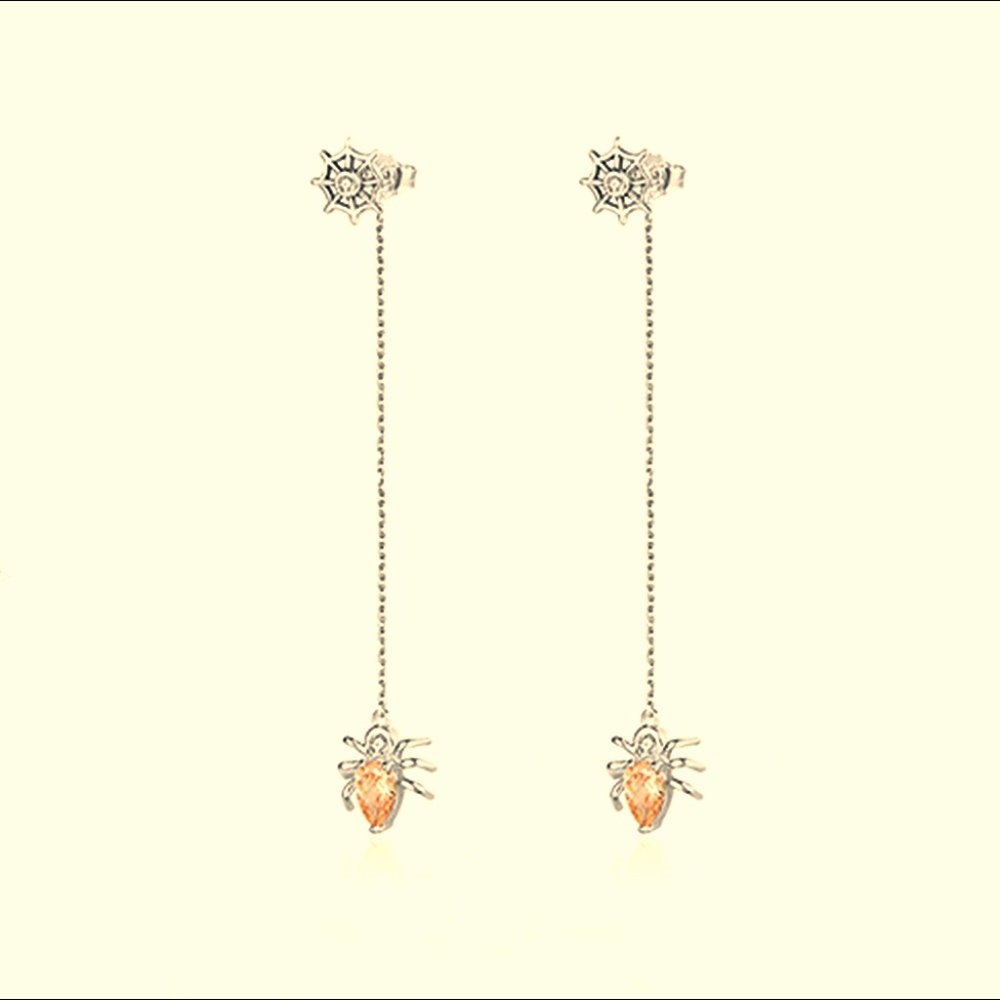 100% 925 Silver Drop Spider Crystal Stud Earrings